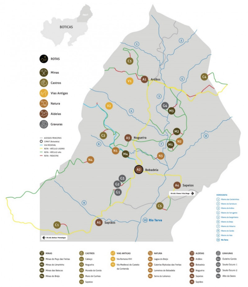 Mapa do Parque Arqueológico do Vale do Terva