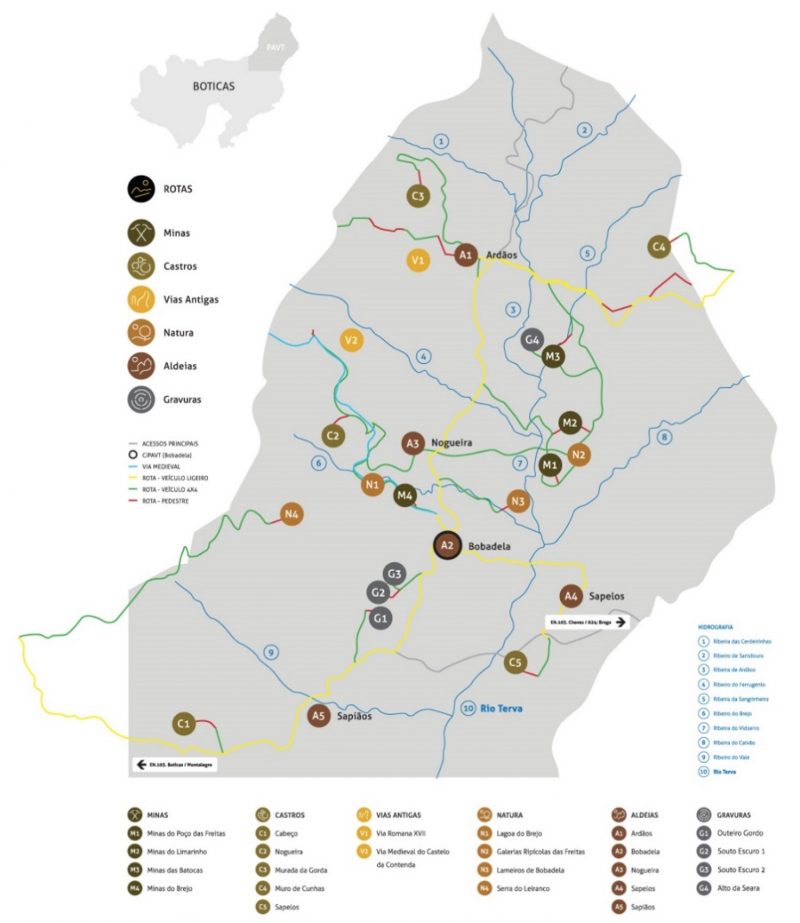 Mapa do Parque Arqueológico do Vale do Terva